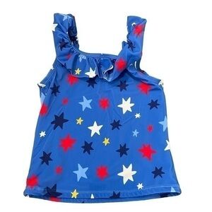 Hanna Andersson Girls Swim Suit Top sz 10 Blue Stars Flag Tankini Bathing Suit
